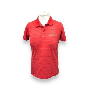 Antigua Womens Desert Dry Golf Polo Shirt Medium Pink Striped Sandstone Hollow D